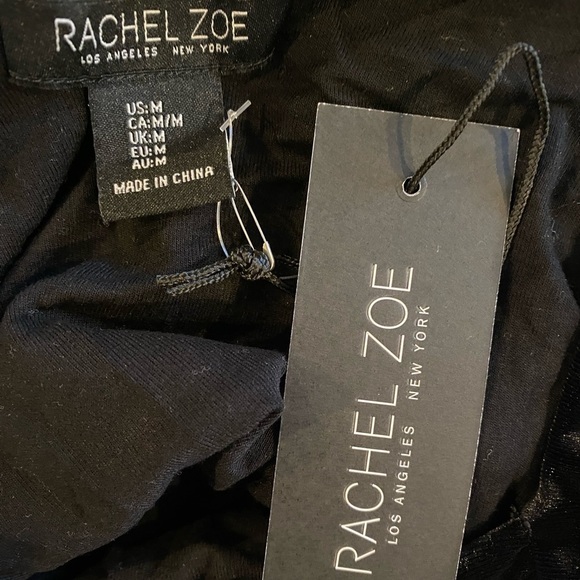 Rachel Zoe Long Sleeve Black Velvet Top With Rhinestone Bow NWT Size M - Picture 4 of 6